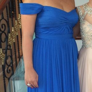 Off shoulder a-line prom gown